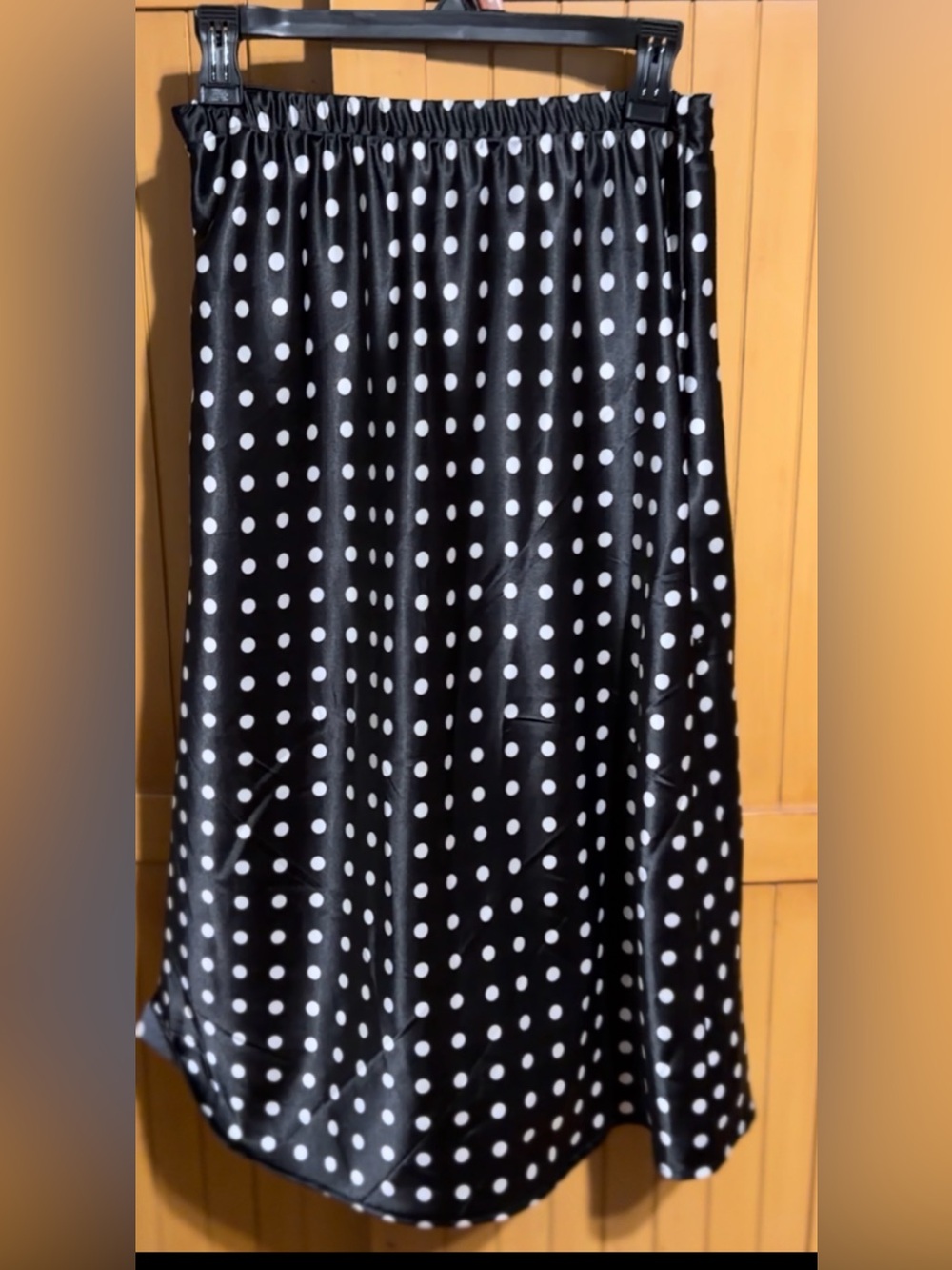 Black Polka Dot Maxi Skirt with Elastic Waist large